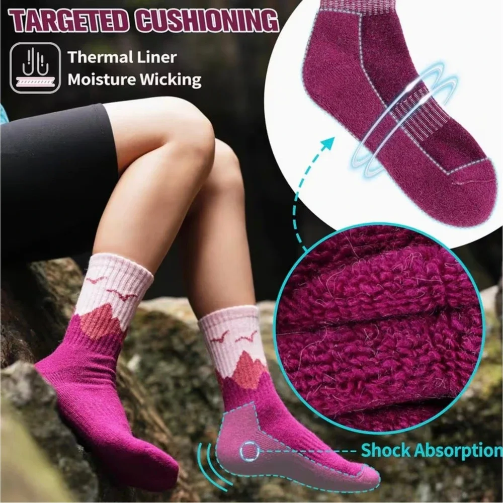 Quality Unisex Hiking Crew Socks 5 Pairs Green Colorful Casual One Size NEW